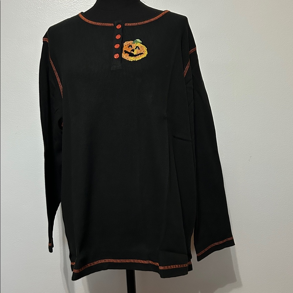 Black Halloween Pumpkin Long Sleeve Shirt